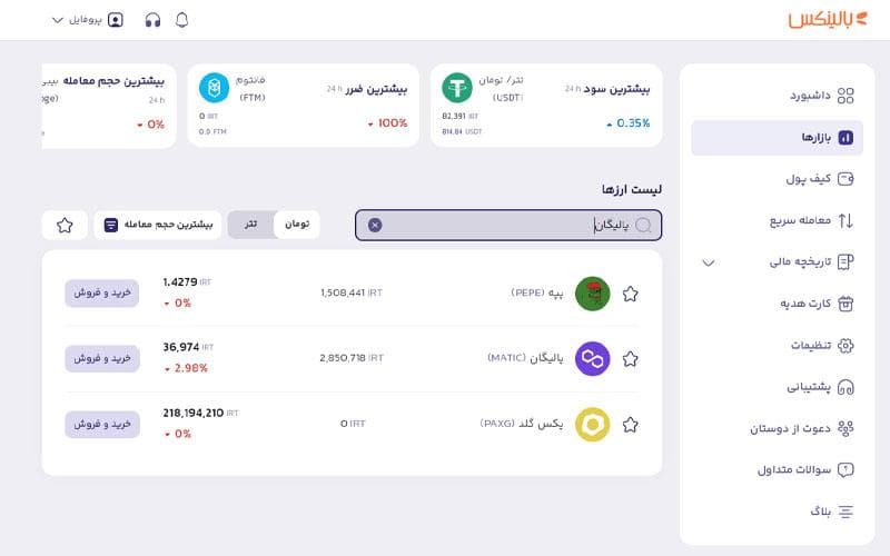 نحوه خرید پالیگان در بالینکس