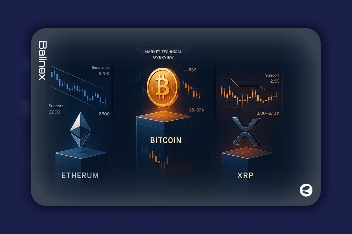 تحلیل تکنیکال بیت کوین، اتریوم و ریپل امروز ۴ آذر