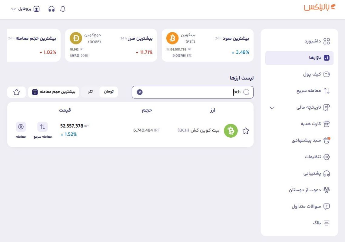 انتخاب بیت کوین کش از بازارها