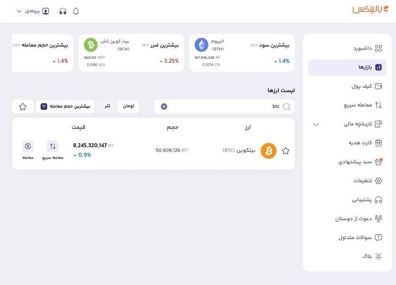 پنل معاملاتی بالینکس