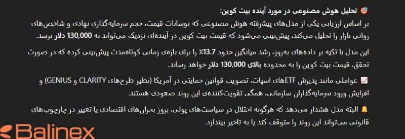پیش بینی هوش مصنوعی از رسیدن قیمت بیت کوین به 130 هزار دلار