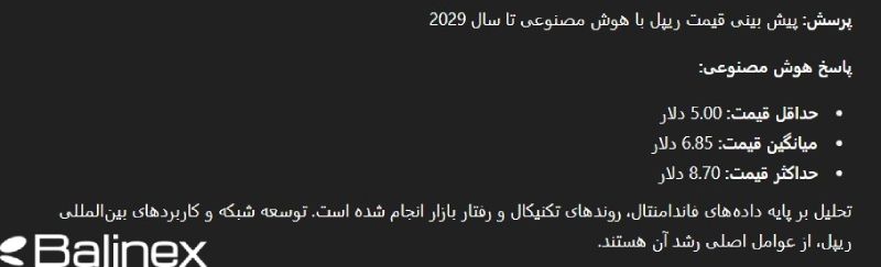 پیش بینی قیمت ریپل توسط هوش مصنوعی در سال 2029