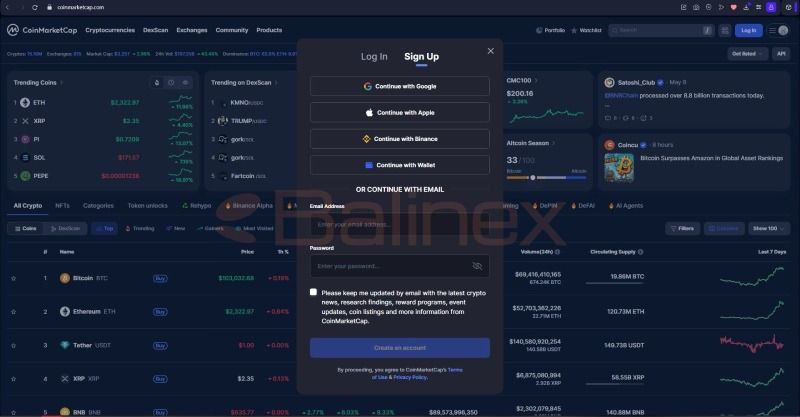ثبتنام در سایت کوین مارکت کپ