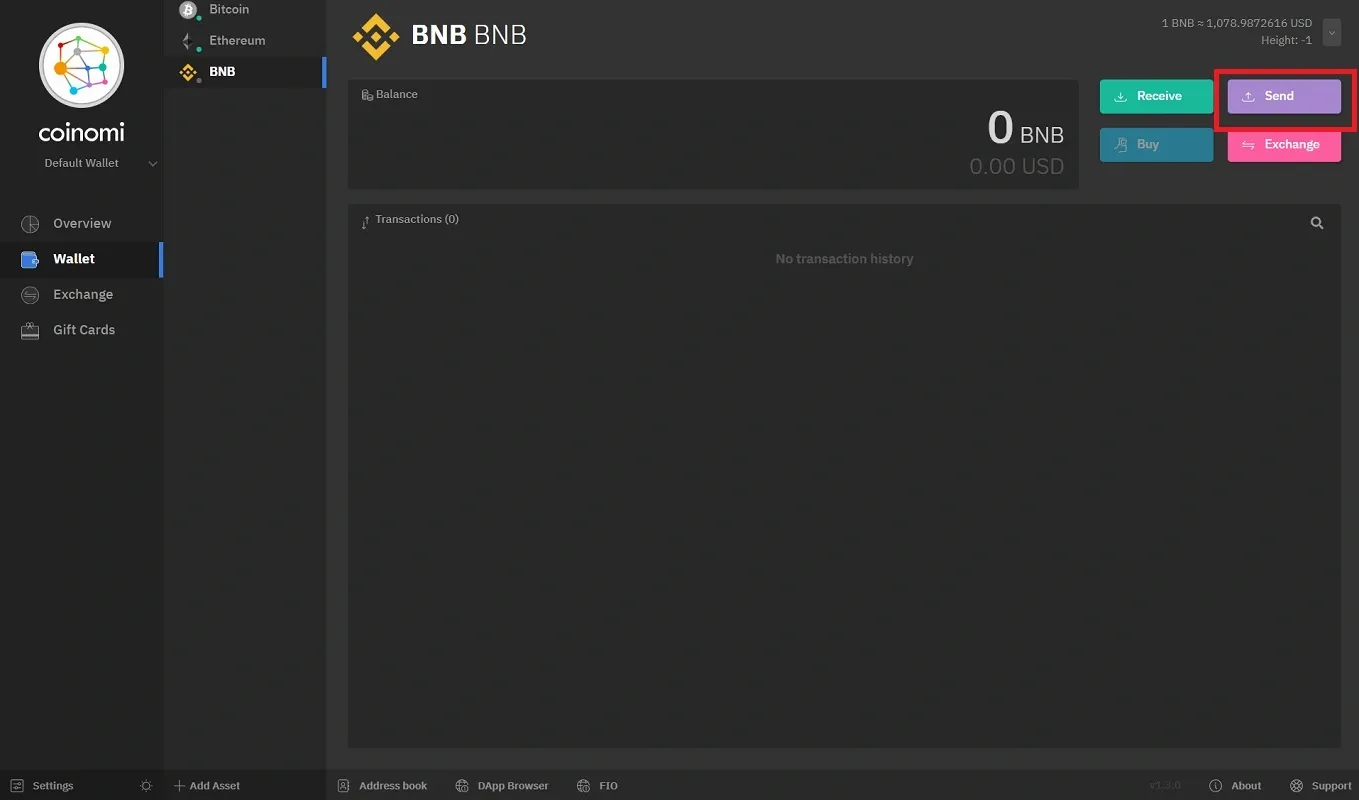 برداشت bnb از کوینومی