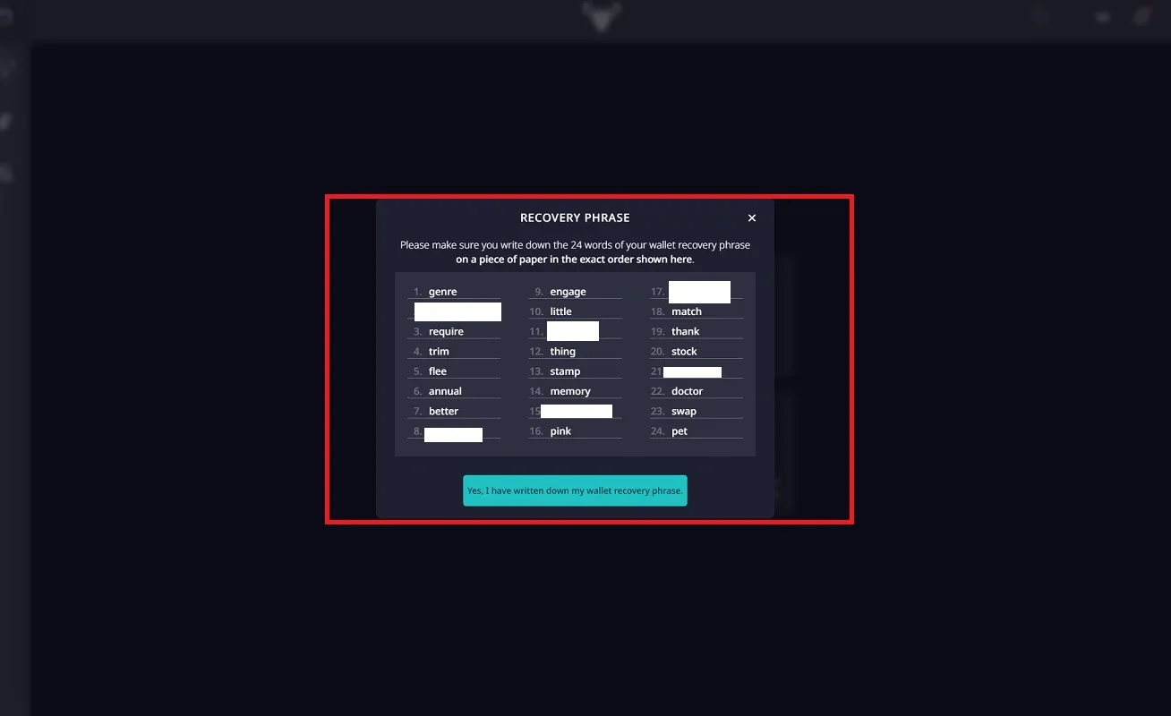 عبارت بازیابی کیف پول ددالوس
