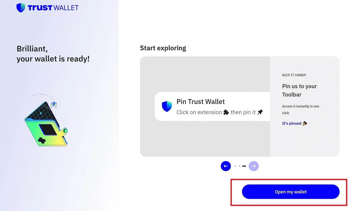 بازکردن کیف پول در تراست ولت