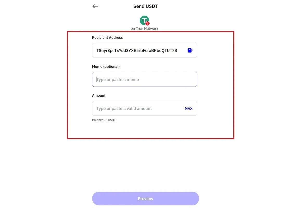 فرم بخش تراکنش برداشت تراست ولت