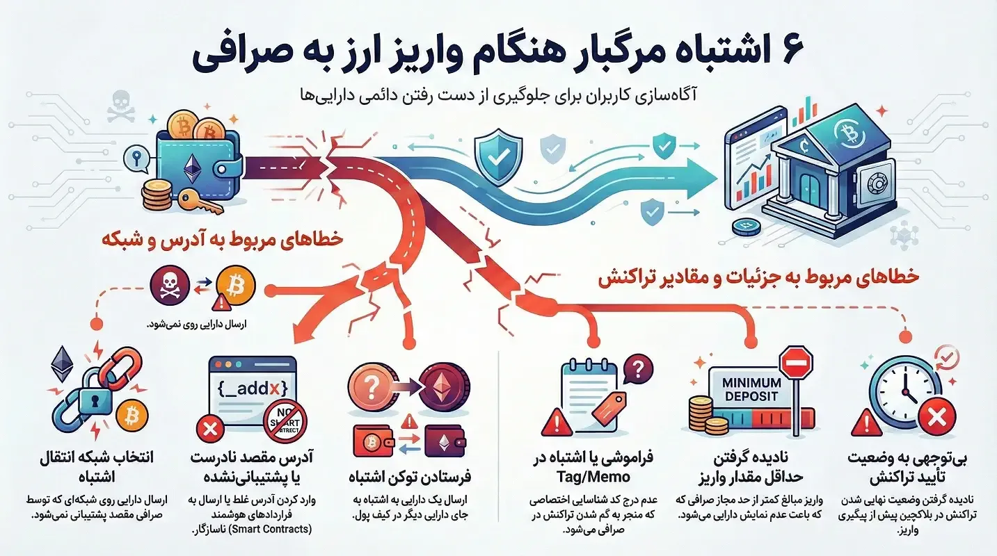 اشتباهات رایج هنگام واریز به صرافی