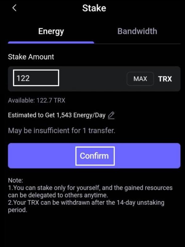 استیک کردن TRX و دریافت پاداش