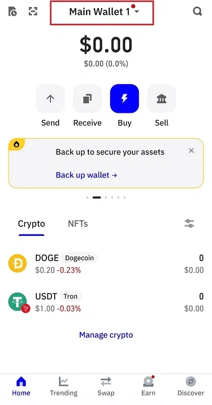 انتخاب کیف پول در تراست ولت
