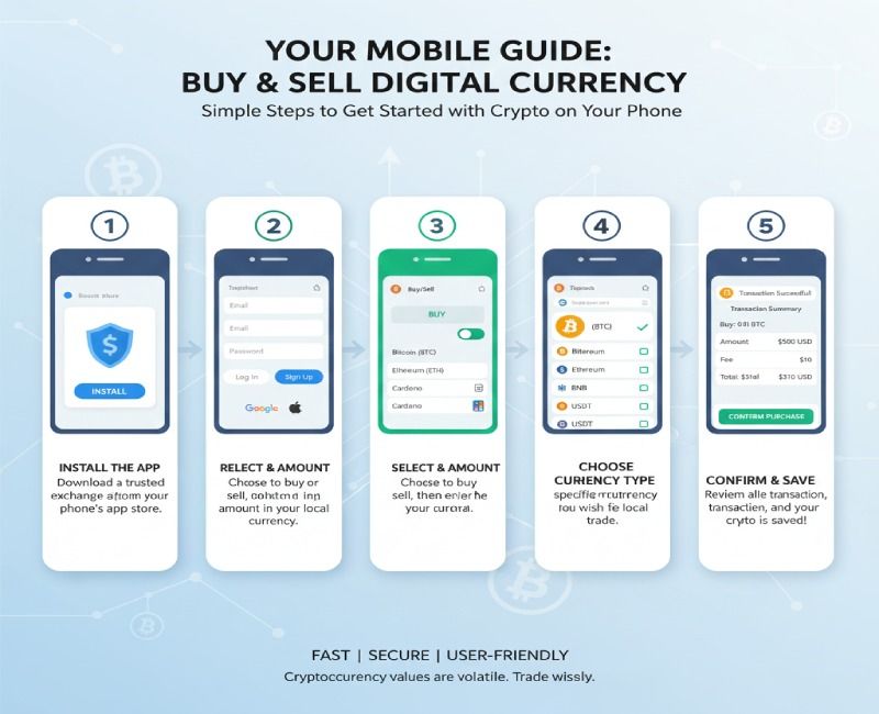 خرید و فروش ارز دیجیتال با موبایل