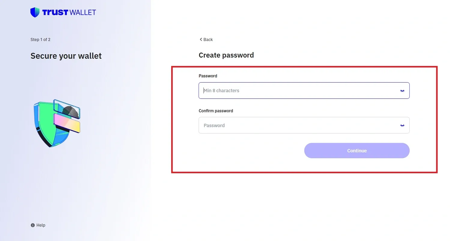 ایجاد رمز عبور برای تراست ولت 