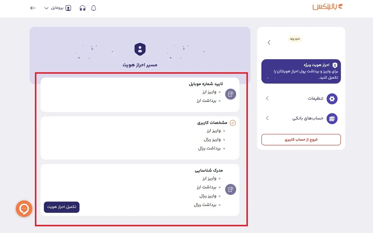 احراز هویت در بالینکس