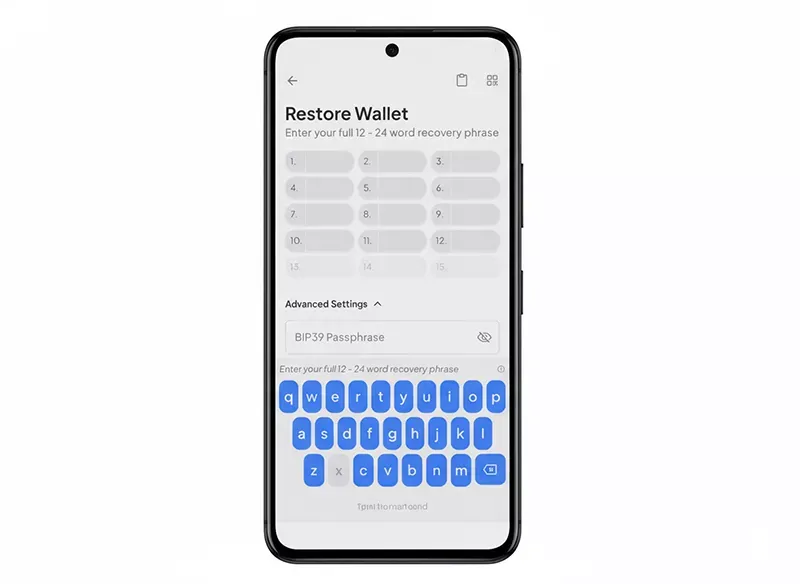 وارد کردن عبارت بازیابی در کیف پول کوینومی