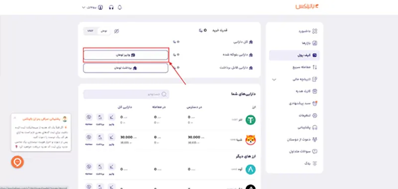 شارژ حساب ریالی در بالینکس
