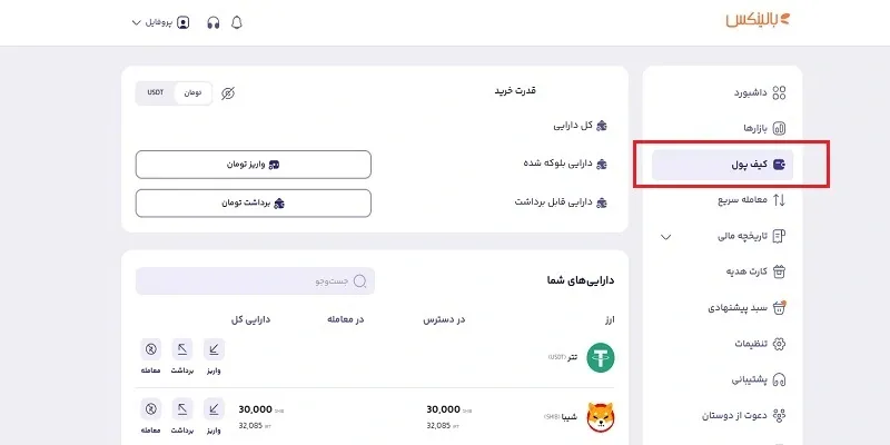 کیف پول صرافی بالینکس
