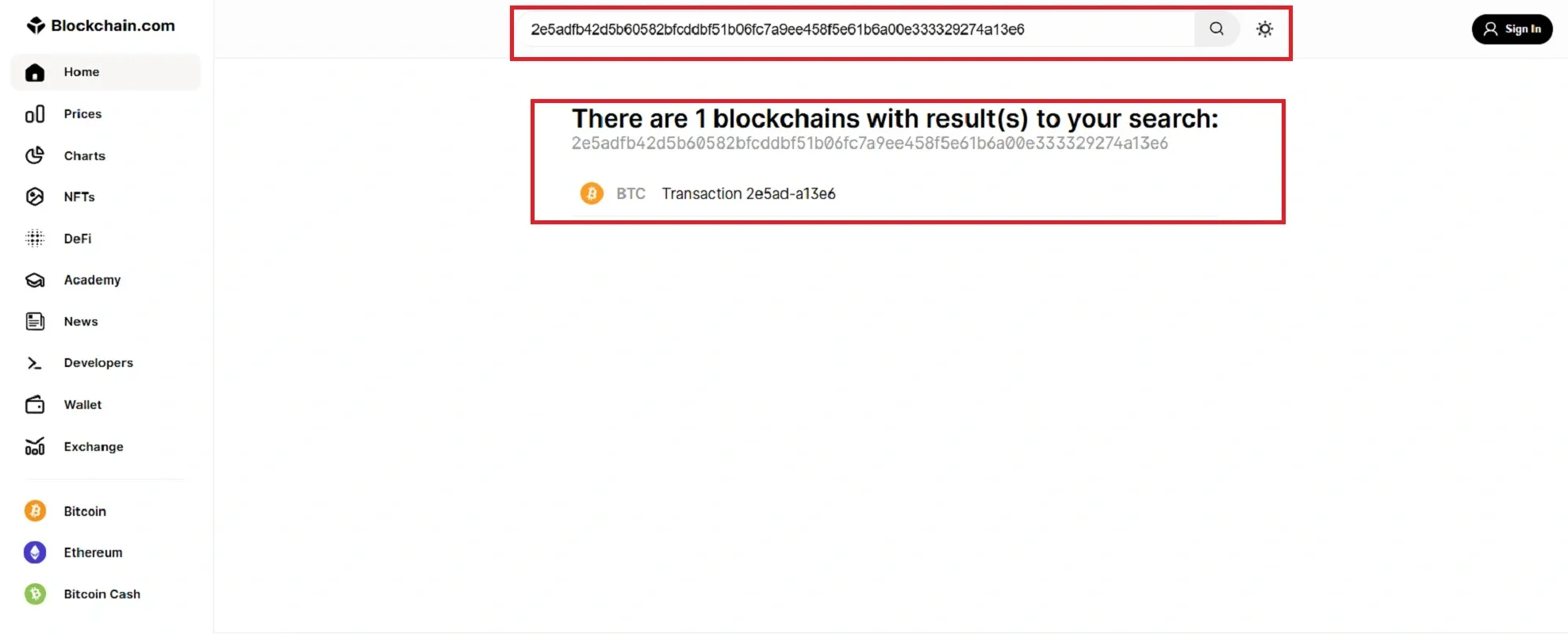 پیگیری هش تراکنش بیت کوین در مرورگر بلاکچین