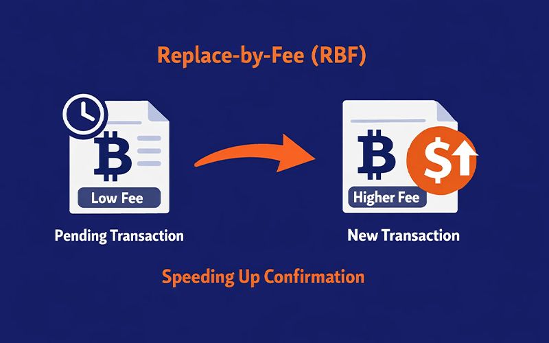 راهکار دیگر استفاده از قابلیت Replace-by-Fee یا RBF است که در برخی کیف پولها از جمله تراست ولت در نسخههای جدیدتر پشتیبانی میشود.