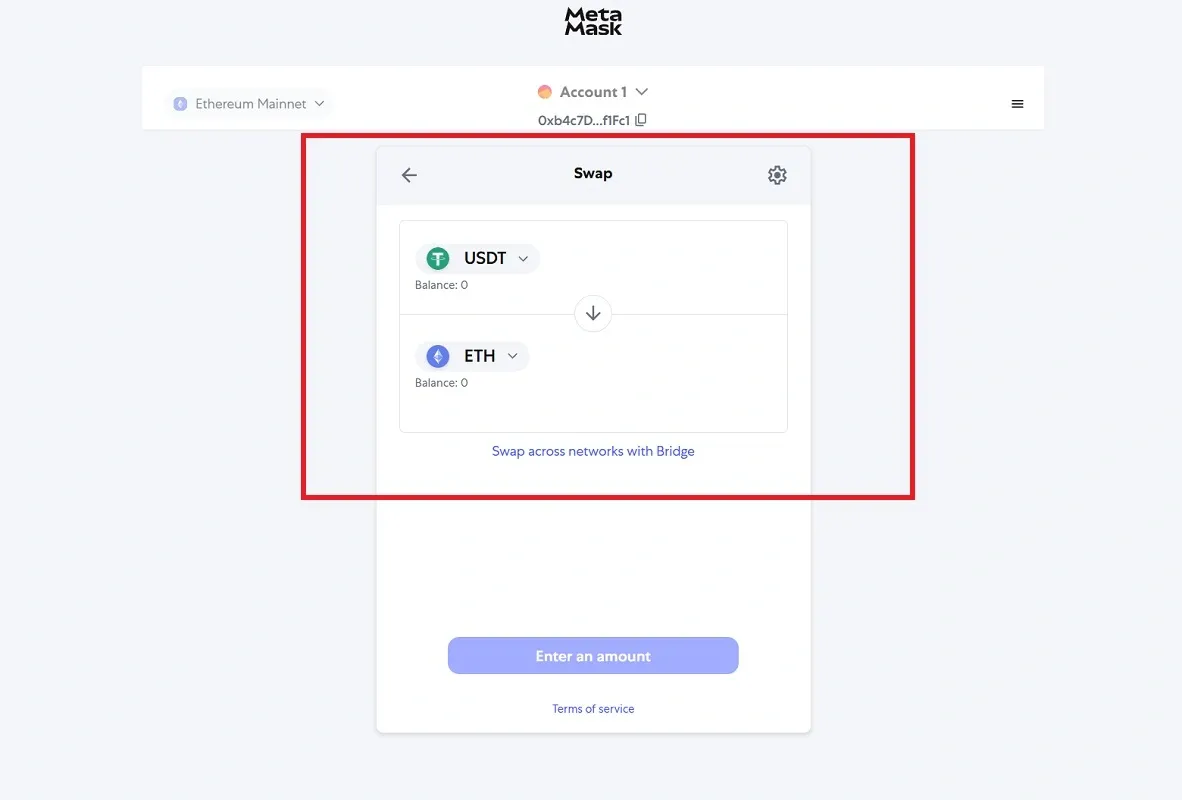 سواپ کردن تتر به اتریوم در متامسک